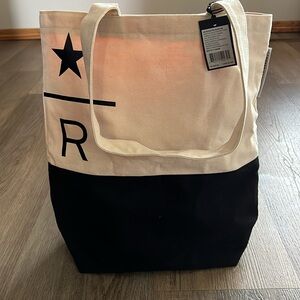 NWT Starbucks Reserve Recycled Tote Black & Tan
